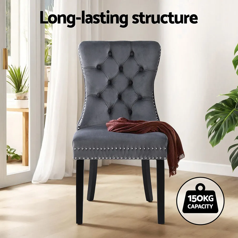 1 Set of 2 Artiss Dining Chairs | Grey Velvet