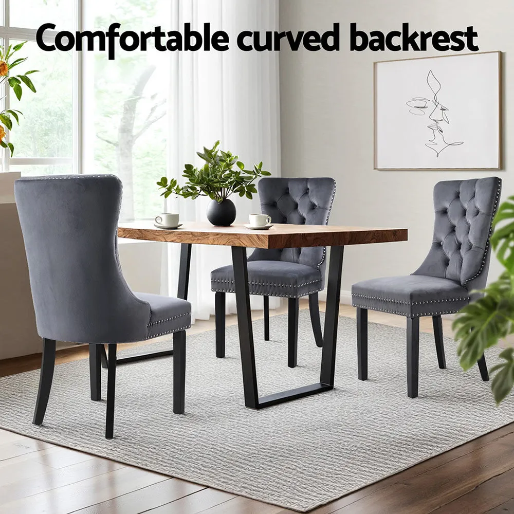 1 Set of 2 Artiss Dining Chairs | Grey Velvet