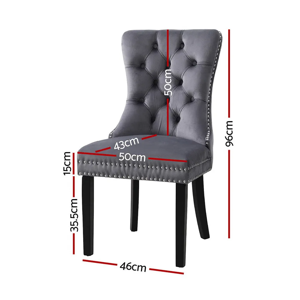 1 Set of 2 Artiss Dining Chairs | Grey Velvet