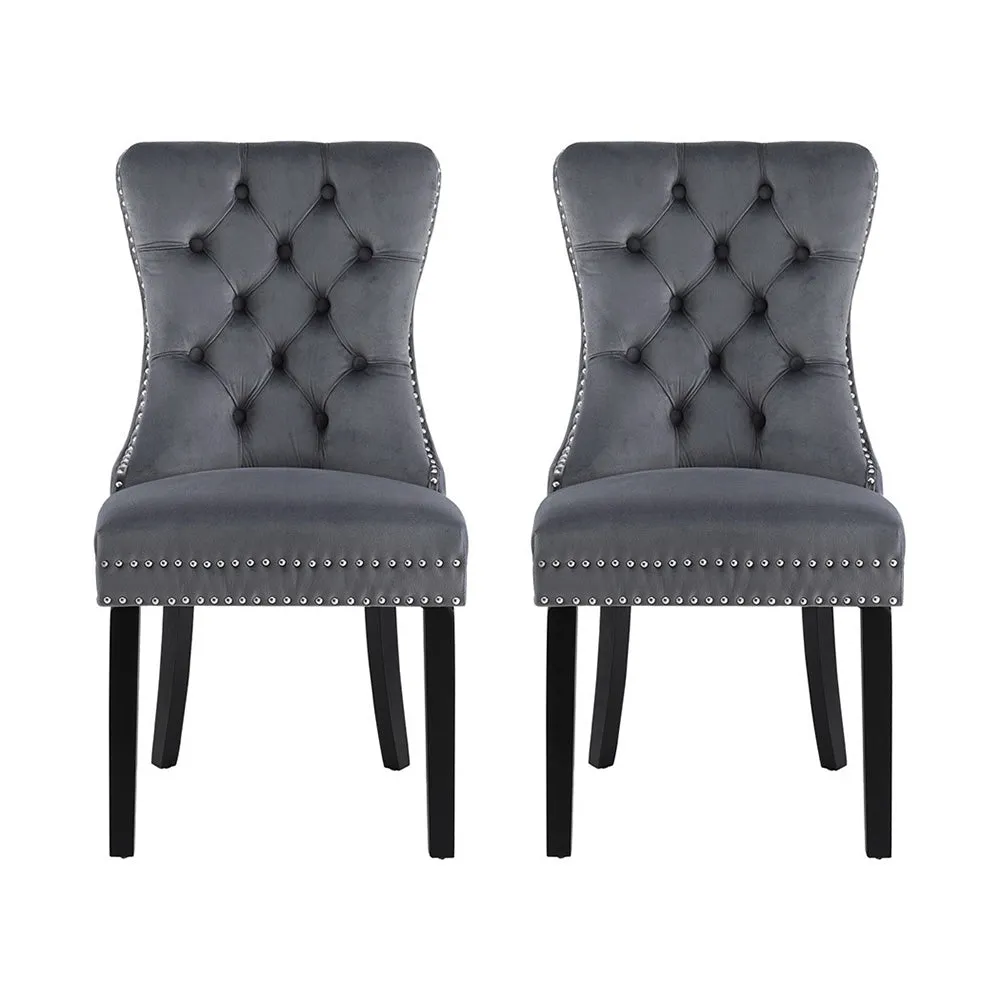 1 Set of 2 Artiss Dining Chairs | Grey Velvet
