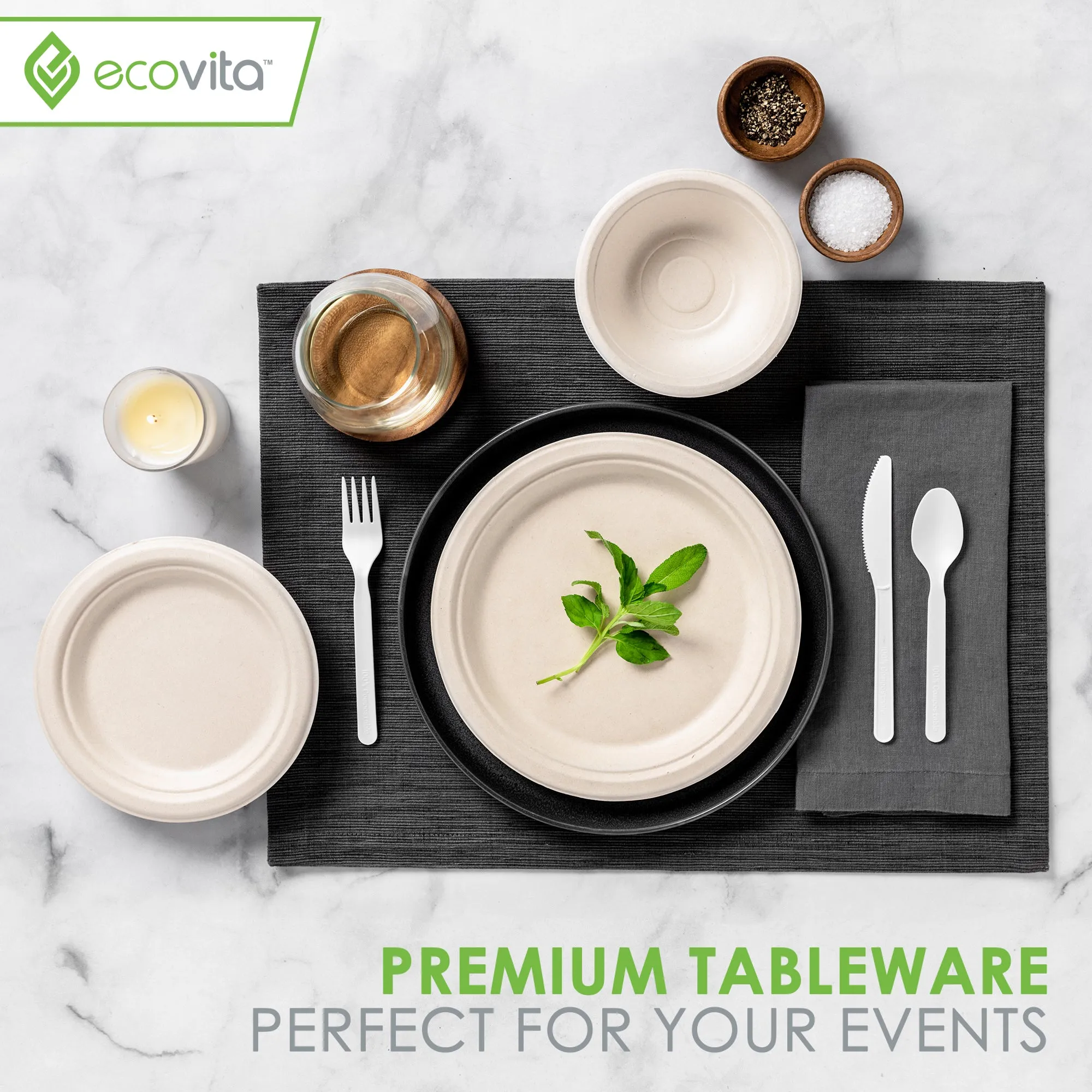 100% Compostable Spoons - Disposable Eco Spoon Utensil Sets - Eco Friendly Alternative to Plastic Spoons
