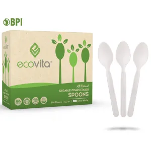 100% Compostable Spoons - Disposable Eco Spoon Utensil Sets - Eco Friendly Alternative to Plastic Spoons