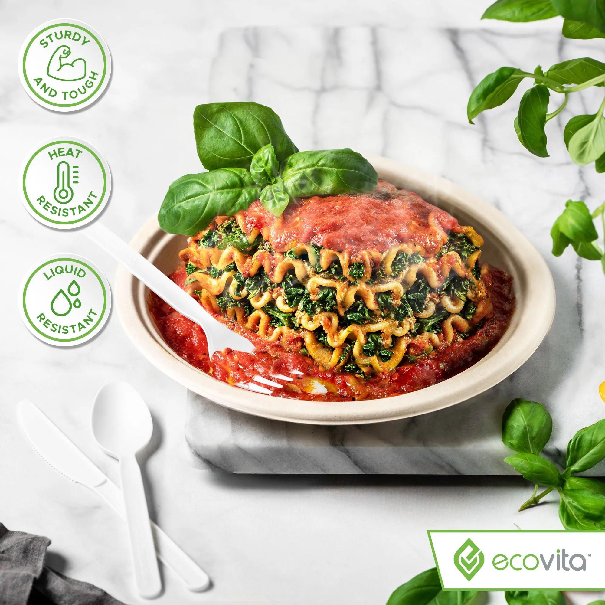 100% Compostable Spoons - Disposable Eco Spoon Utensil Sets - Eco Friendly Alternative to Plastic Spoons