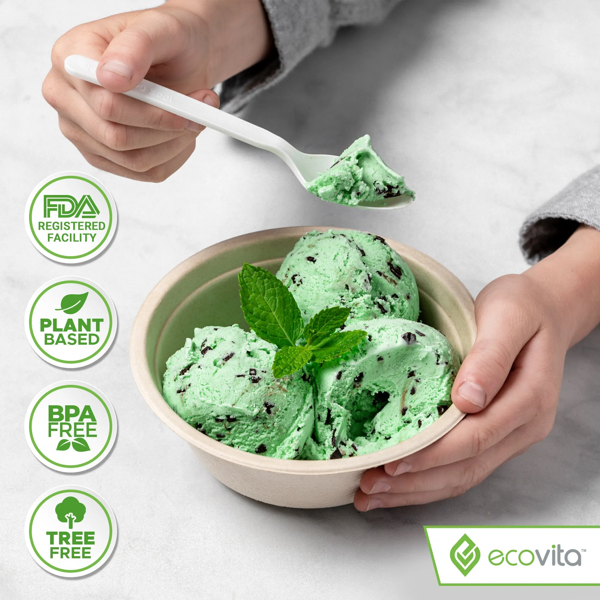 100% Compostable Spoons - Disposable Eco Spoon Utensil Sets - Eco Friendly Alternative to Plastic Spoons