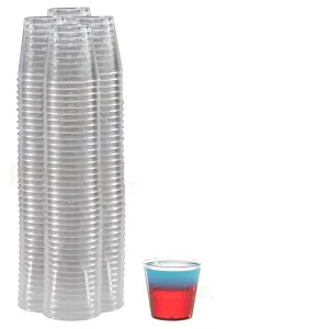 100 Pack 1oz Clear Plastic Shot Glasses - Disposable Shot Glasses, Mini Plastic