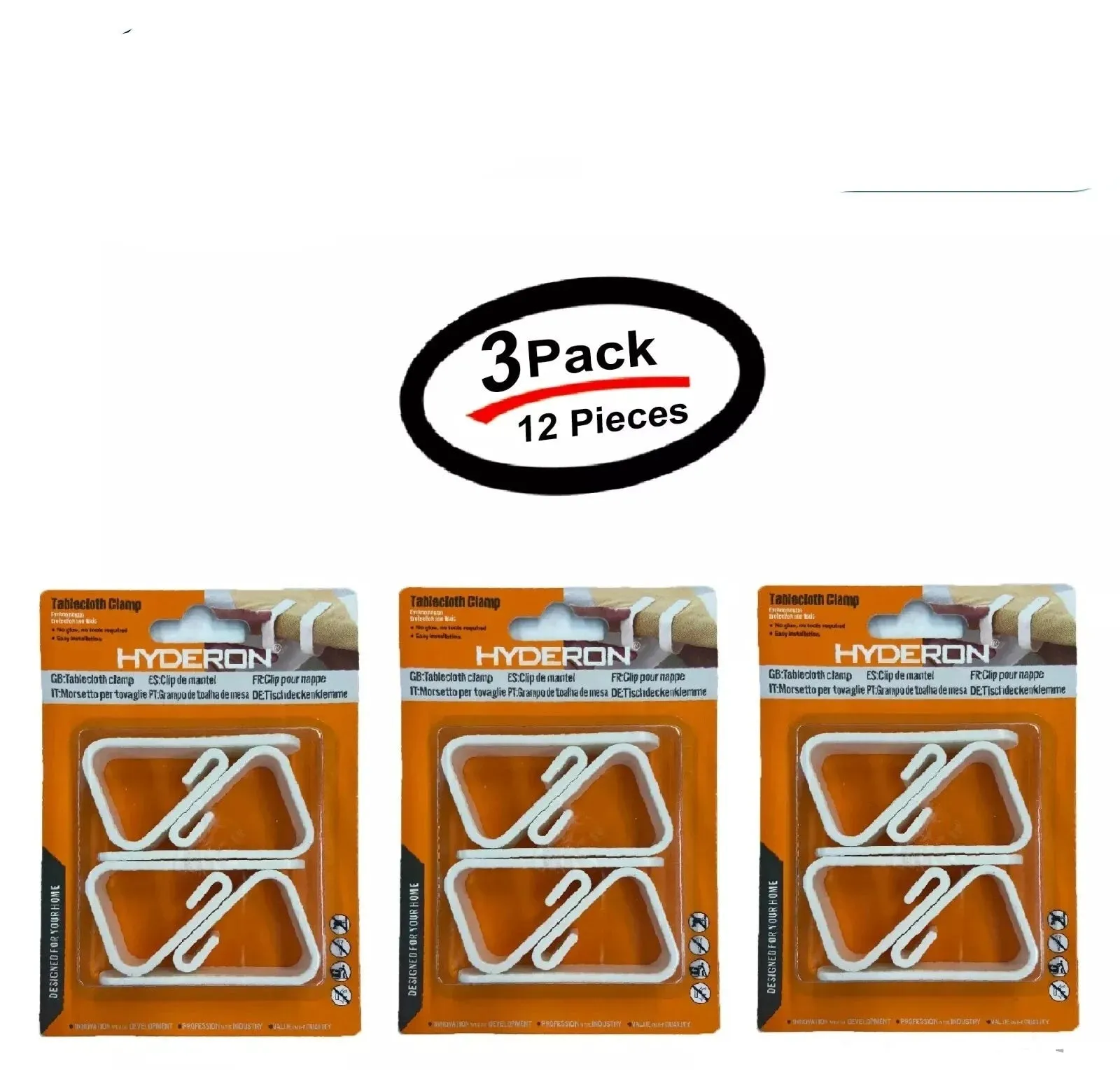 12 PCS (3 Pack) Tablecloth Clips Holders, Table Cloth Cover Clips Party Supply