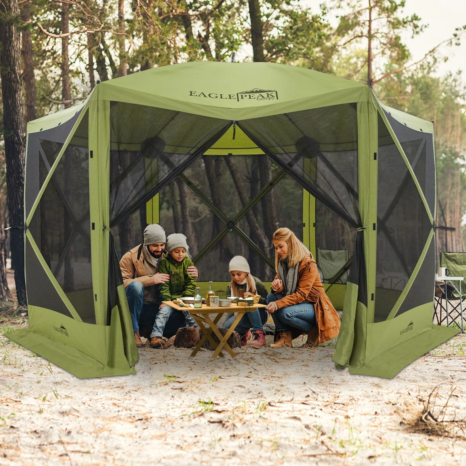 12 x 12 ft Pop Up 6 Sided Instant Gazebo Canopy with Mesh Netting