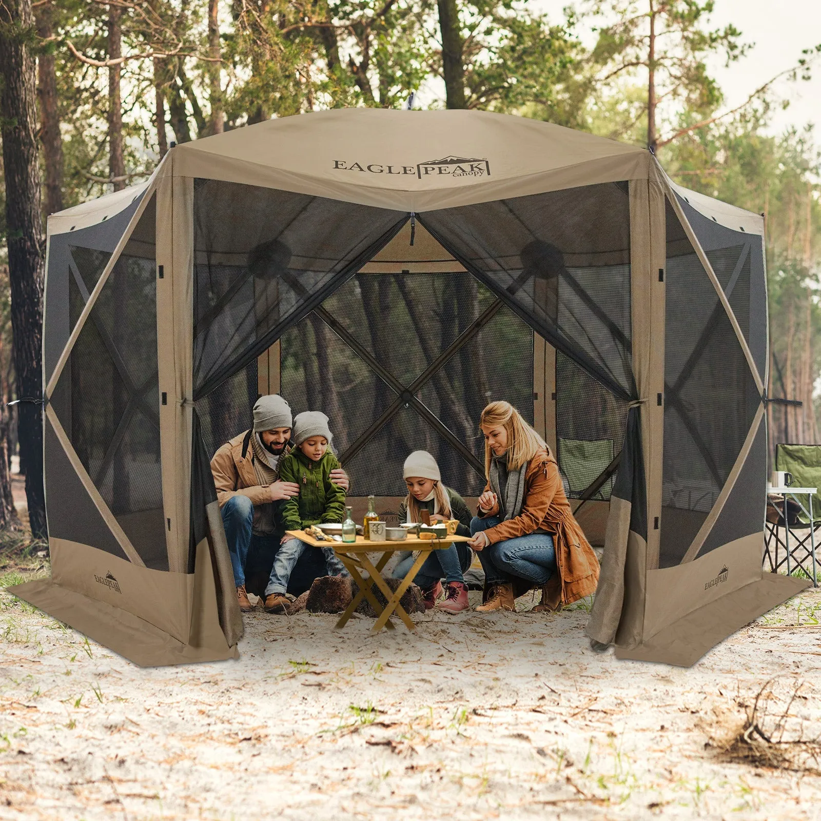 12 x 12 ft Pop Up 6 Sided Instant Gazebo Canopy with Mesh Netting