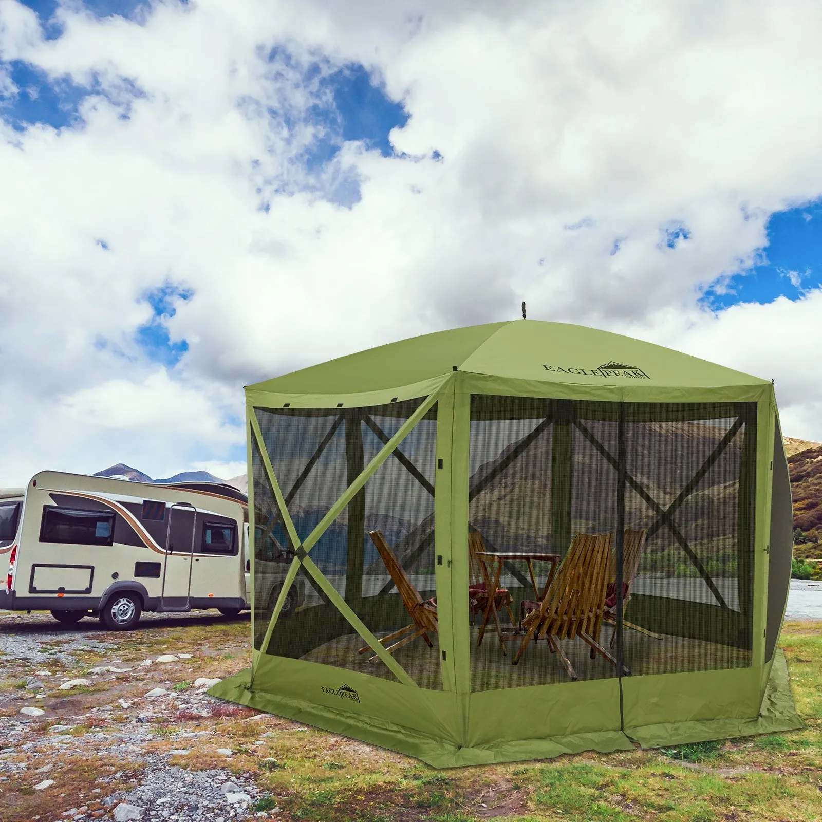 12 x 12 ft Pop Up 6 Sided Instant Gazebo Canopy with Mesh Netting