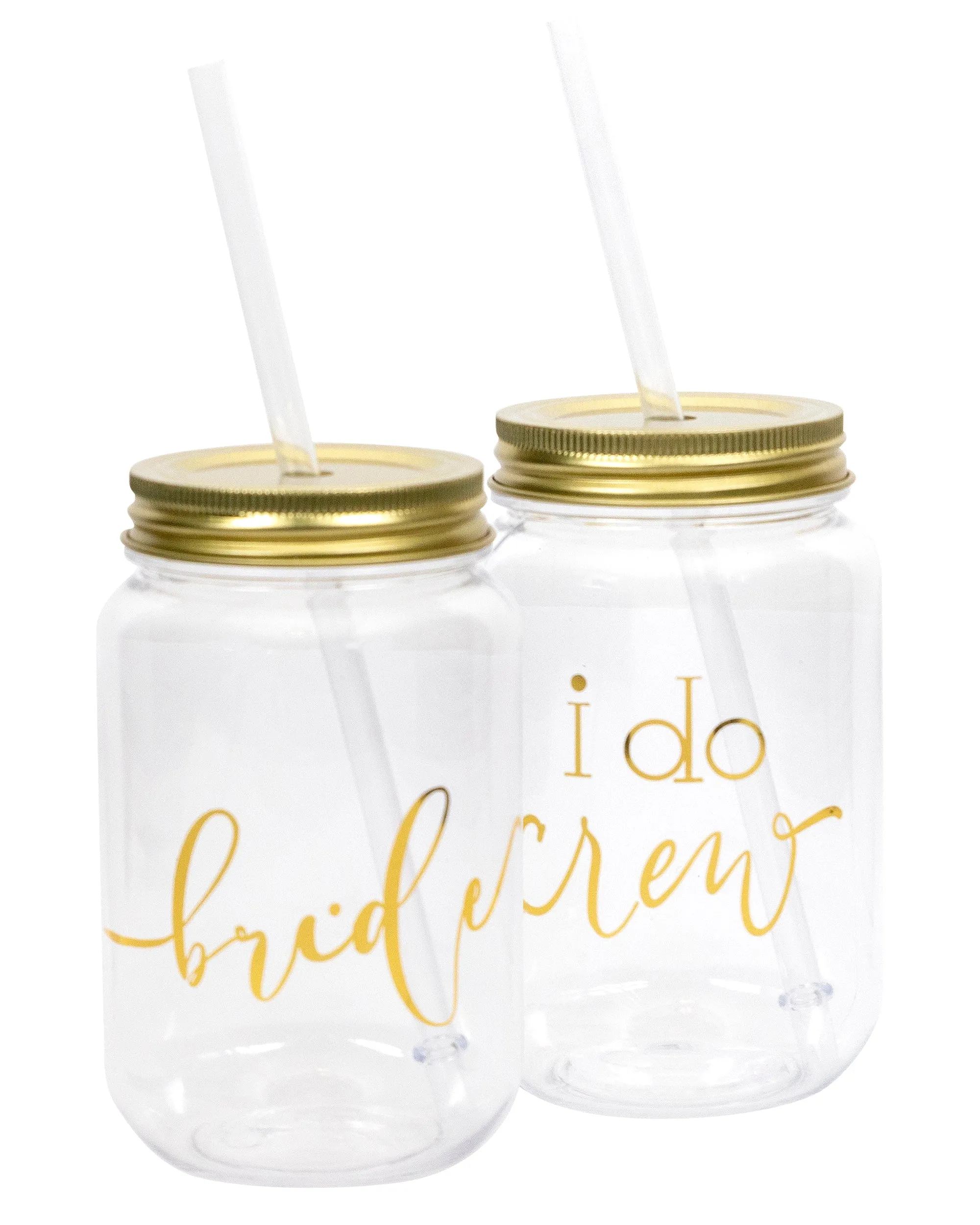 16 oz. Plastic Mason Jar with Gold Lid and Writing