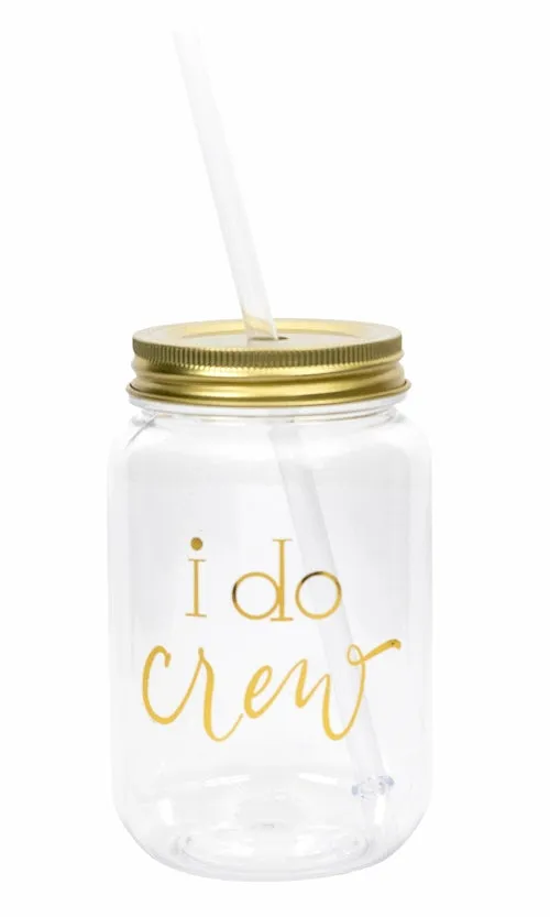 16 oz. Plastic Mason Jar with Gold Lid and Writing
