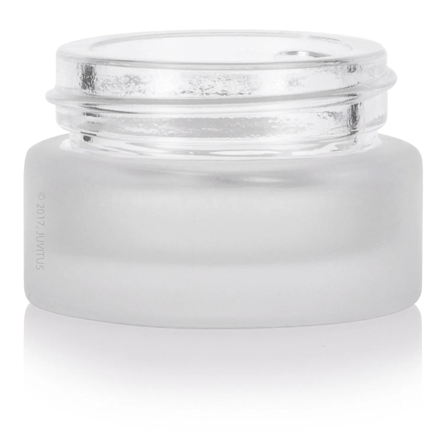 .17 oz / 5 ml  Frosted Clear Glass Balm Jar with Black Foam Lined Lid (12 Pack)