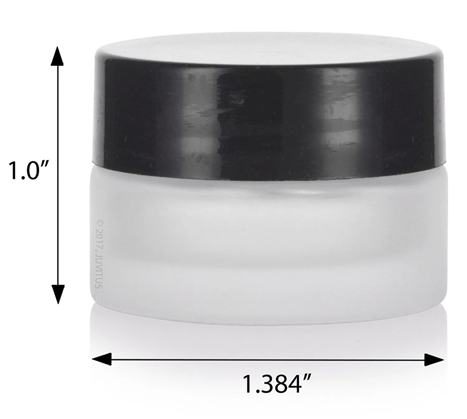 .17 oz / 5 ml  Frosted Clear Glass Balm Jar with Black Foam Lined Lid (12 Pack)