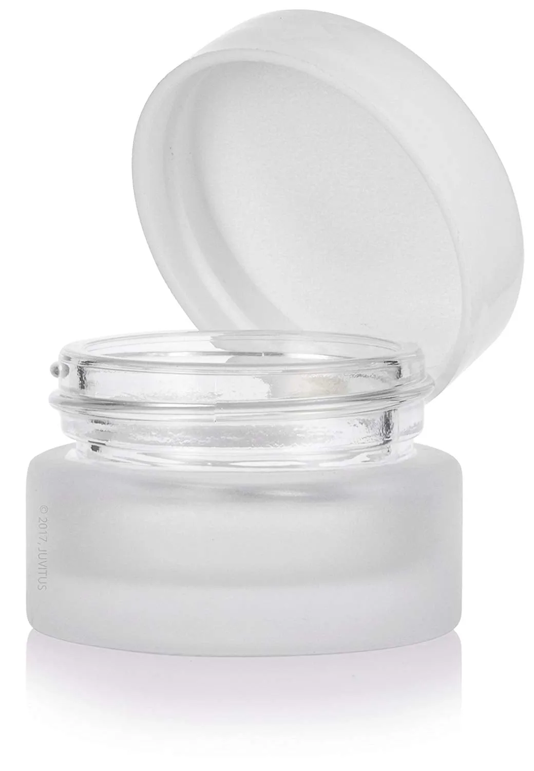 .17 oz / 5 ml Frosted Clear Glass Balm Jar with White Foam Lined Lid (12 Pack)