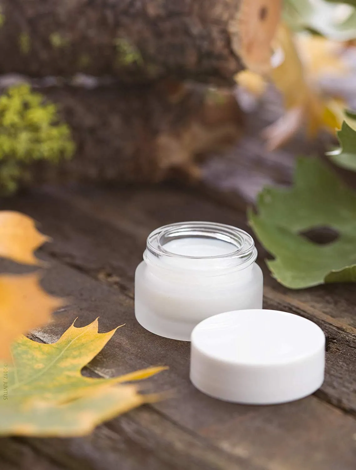.17 oz / 5 ml Frosted Clear Glass Balm Jar with White Foam Lined Lid (12 Pack)
