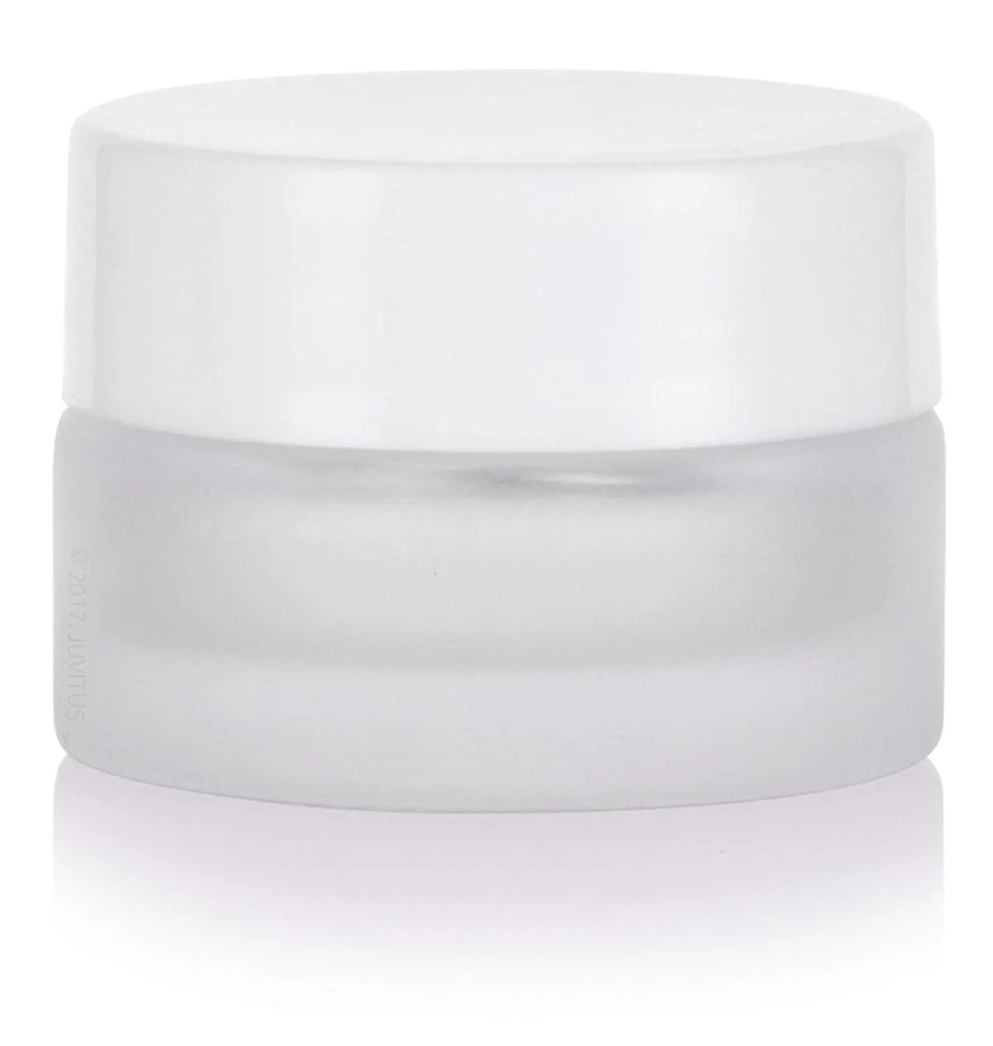 .17 oz / 5 ml Frosted Clear Glass Balm Jar with White Foam Lined Lid (12 Pack)