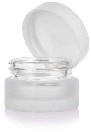 .17 oz / 5 ml Frosted Clear Glass Balm Jar with White Foam Lined Lid (12 Pack)