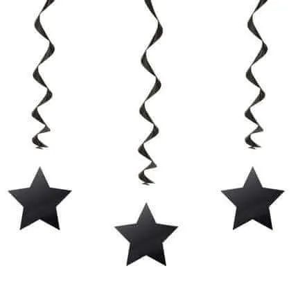 26" Black Star Hanging Swirls (3ct)