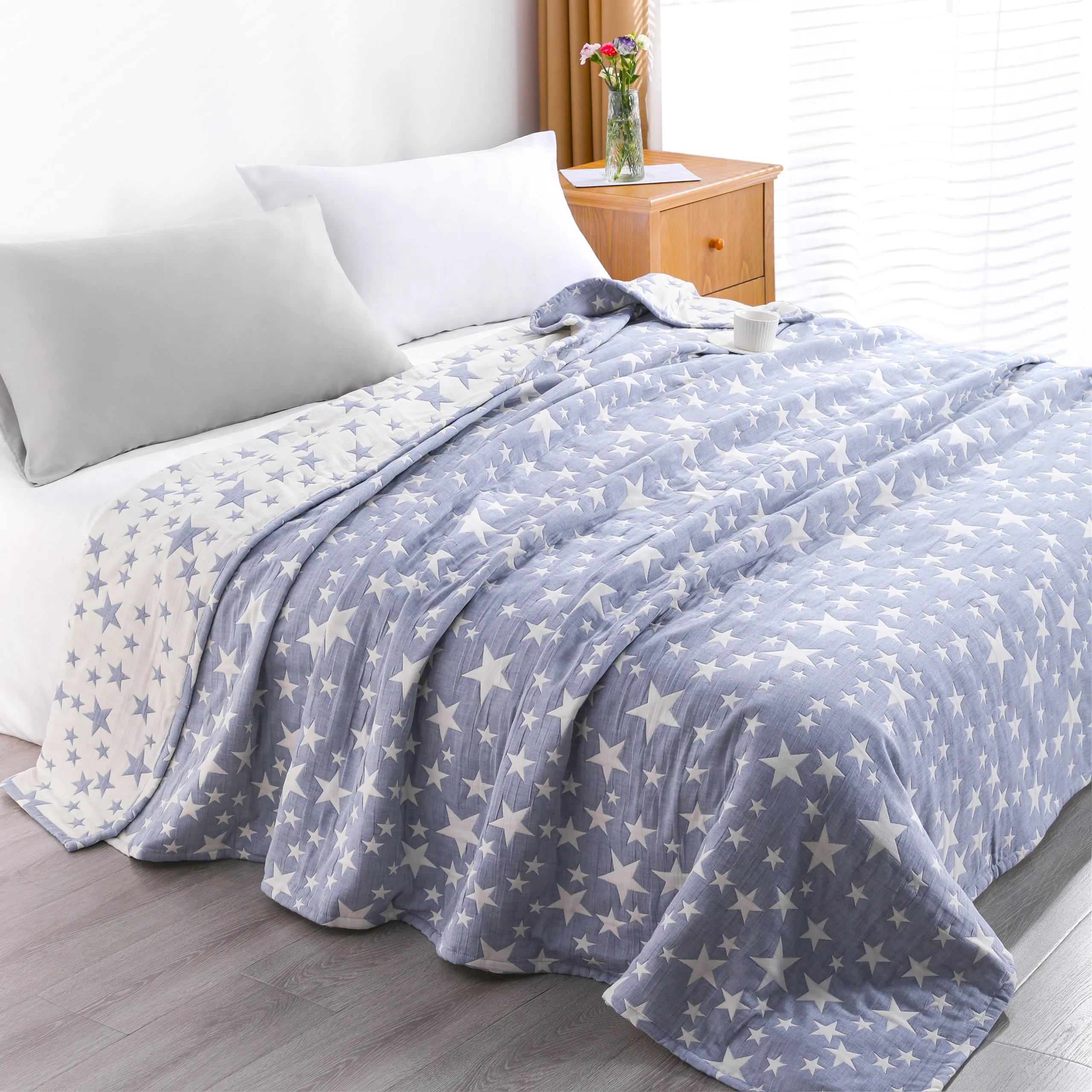 3-Layer Cotton Muslin Blanket - Soft, Breathable, and Lightweight Quilt|NTBAY®️