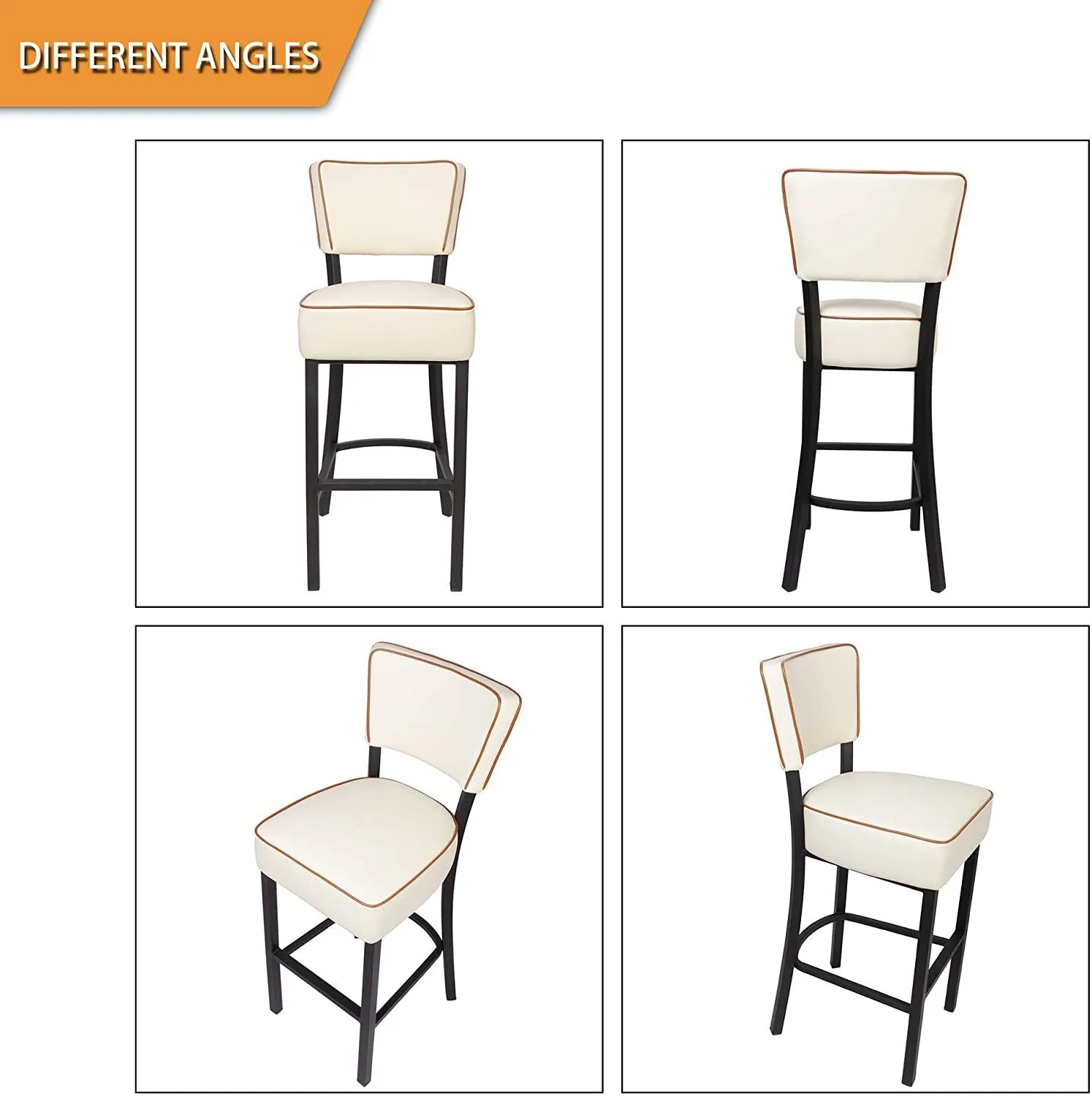 30" Upholstered Bar Stools Kitchen Chairs Counter Pub Leather Dining Chairs, Beige