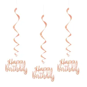 3ct. Happy Birthday Rose Gold Hanging Decoration