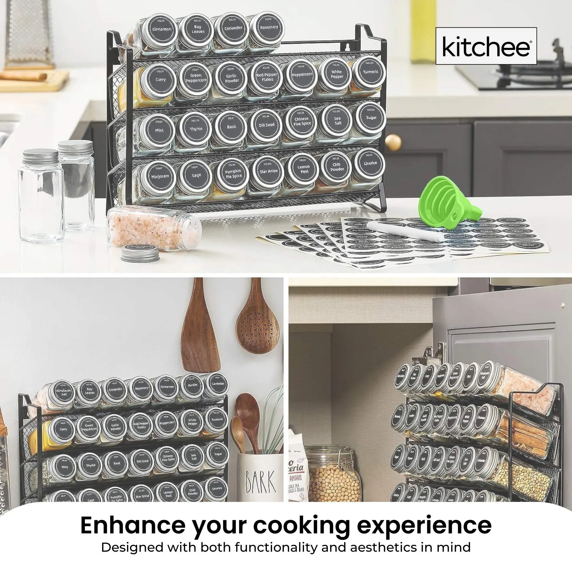 4-Tier Metal Spice Rack | Kitchen Pantry Herb Storage Organiser
