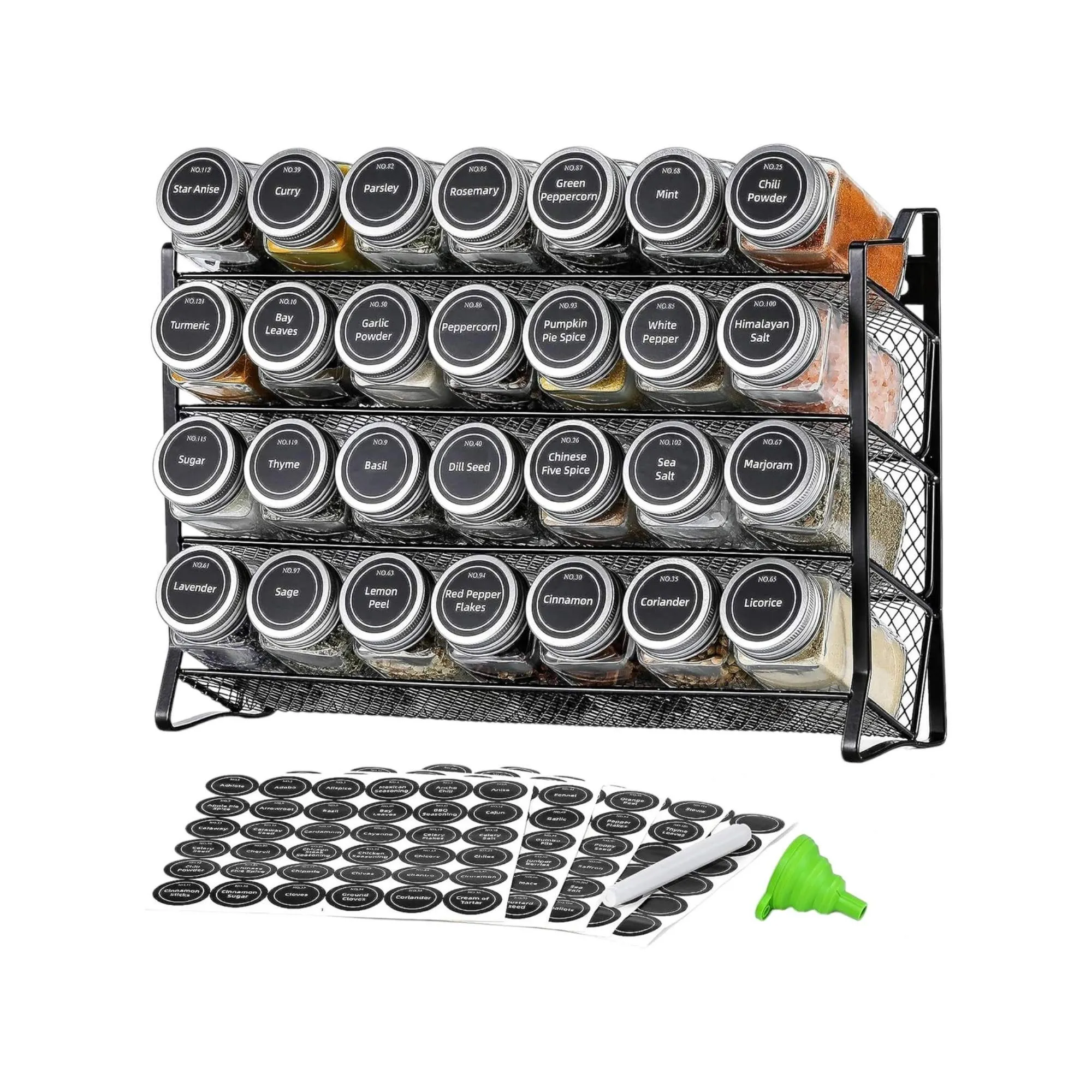 4-Tier Metal Spice Rack | Kitchen Pantry Herb Storage Organiser