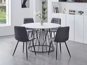 5 PC Marble Vaneer Dining Table Set- Model #1590