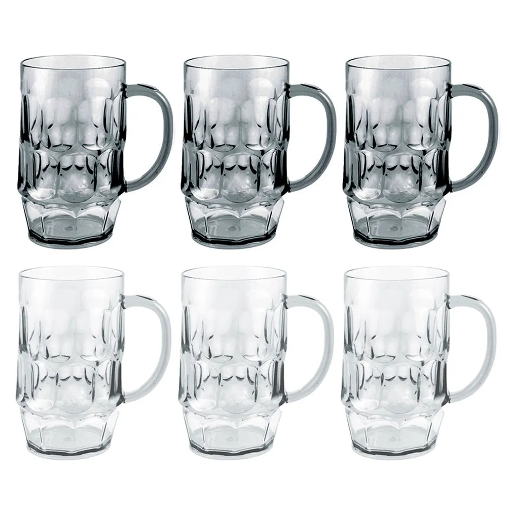 6 Pack Plastic Beer Mugs Drinking Party Cups 26oz Handle Glasses Bar Picnic Gift