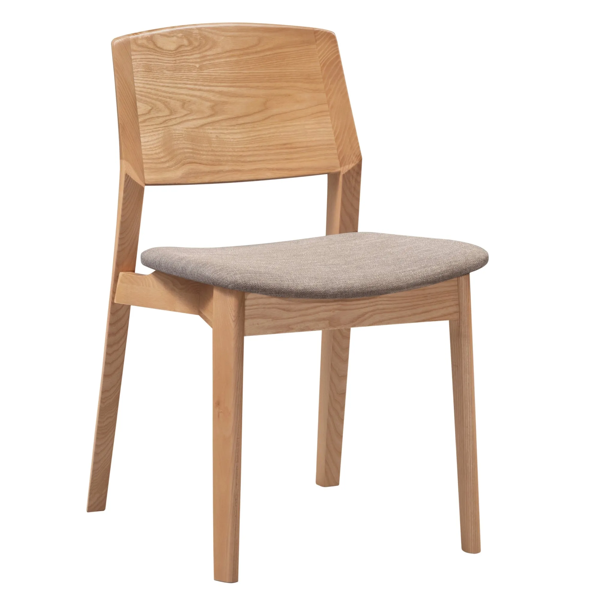 6pc Oak Dining Chairs, Solid Ash Wood, Fabric Seat