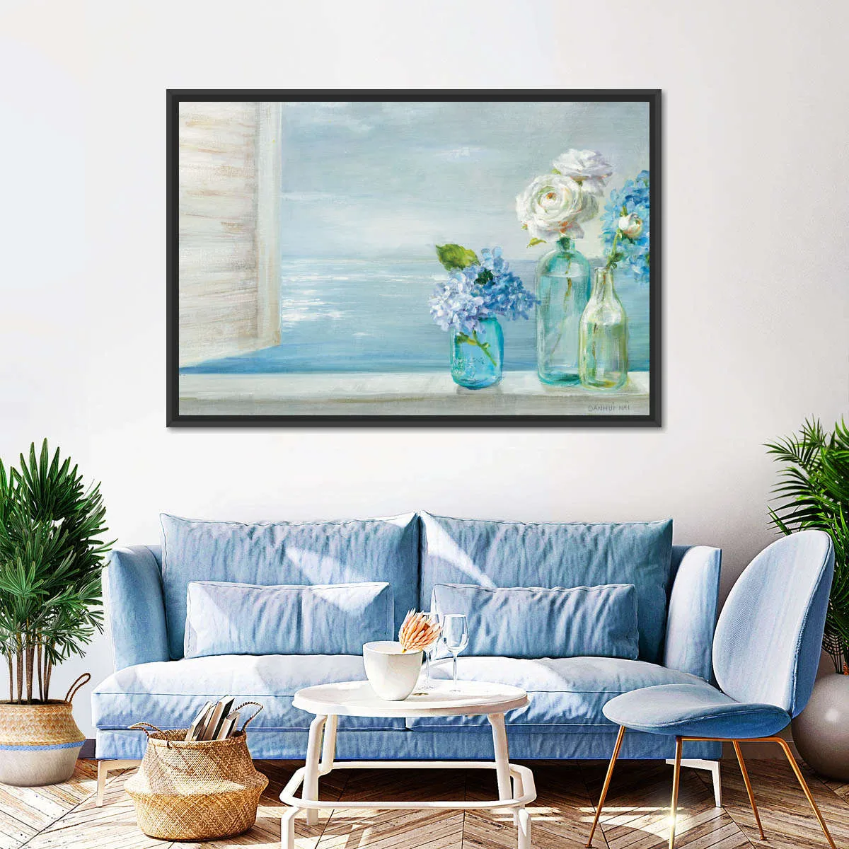A Beautiful Day At The Beach Three Glass Bottles Wall Art
