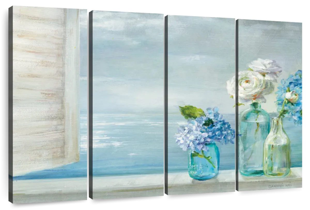 A Beautiful Day At The Beach Three Glass Bottles Wall Art