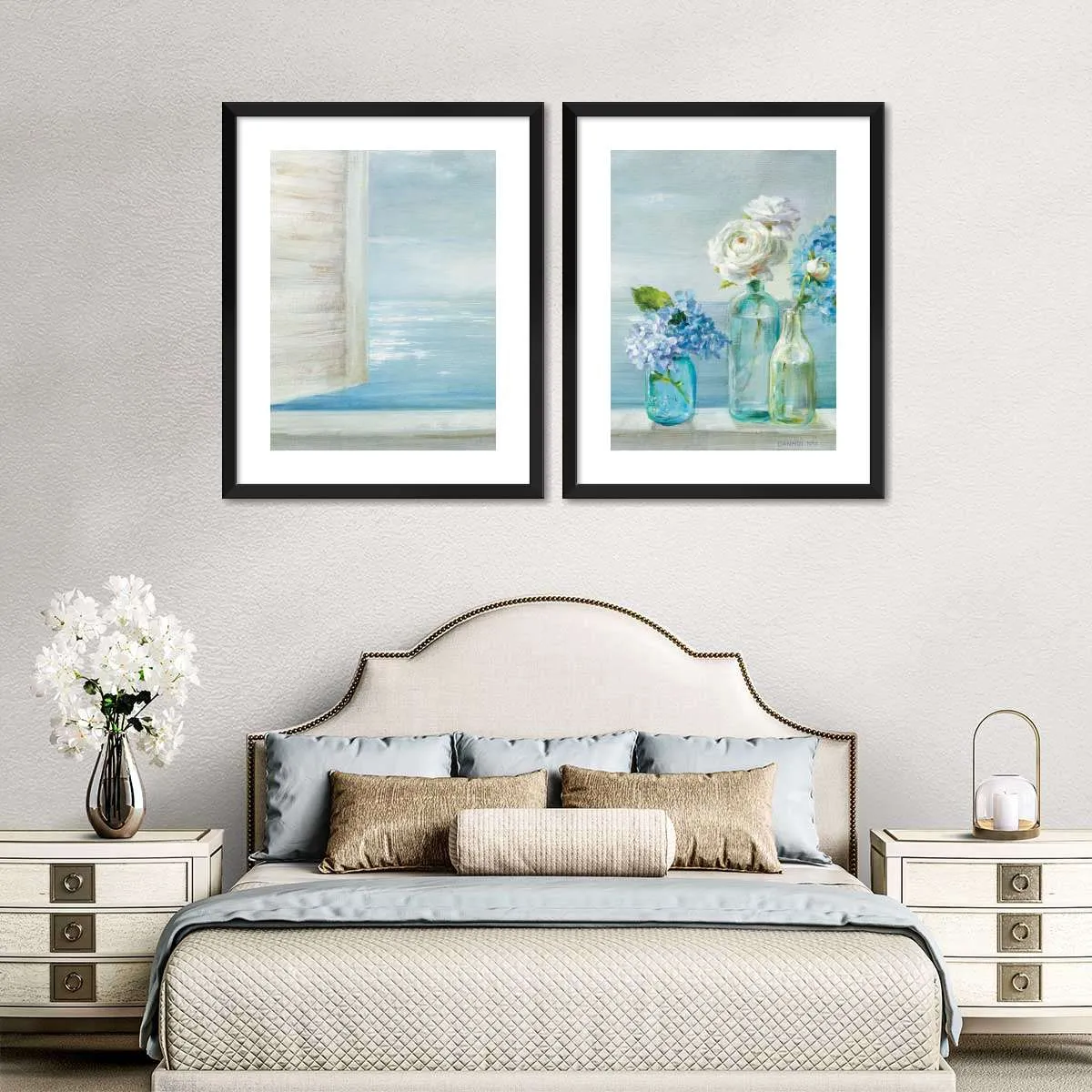 A Beautiful Day At The Beach Three Glass Bottles Wall Art