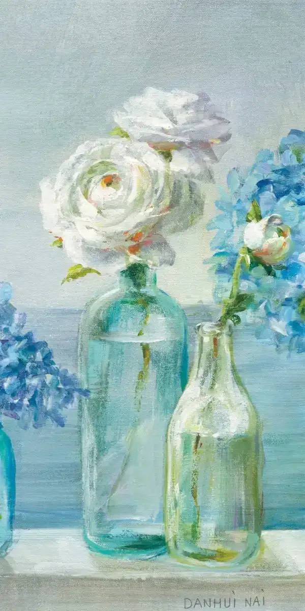 A Beautiful Day At The Beach Three Glass Bottles Wall Art