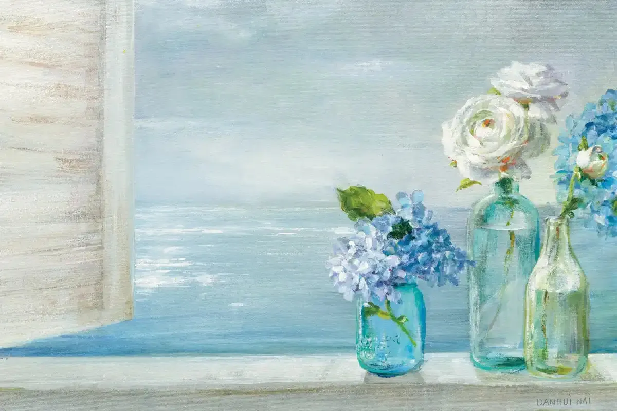 A Beautiful Day At The Beach Three Glass Bottles Wall Art