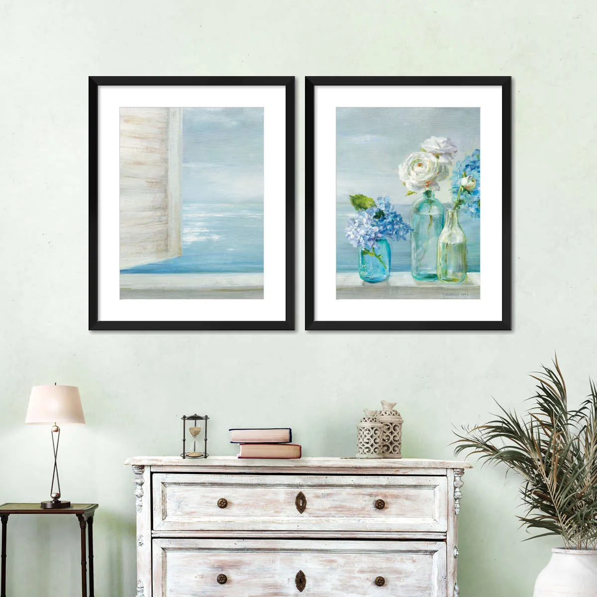 A Beautiful Day At The Beach Three Glass Bottles Wall Art