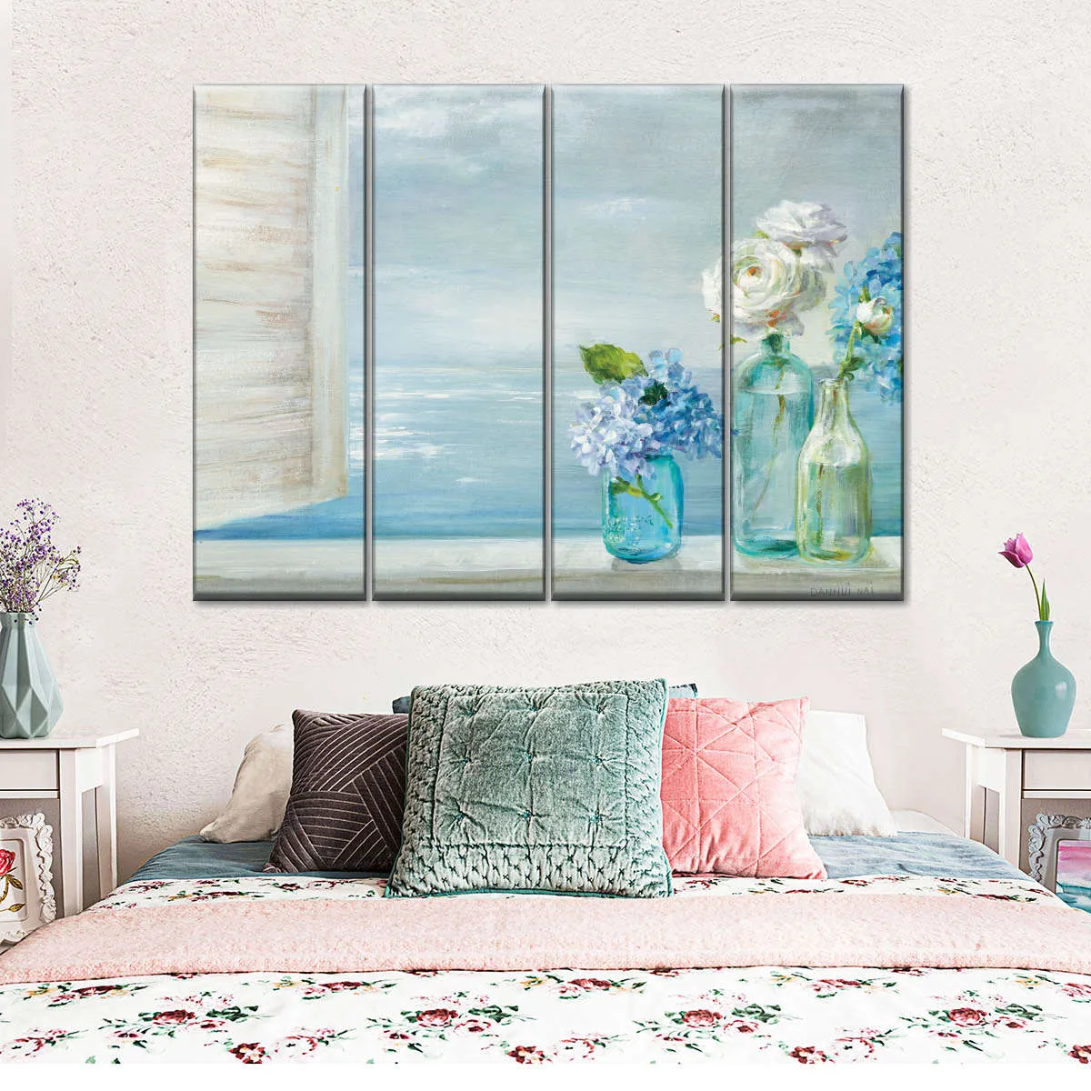 A Beautiful Day At The Beach Three Glass Bottles Wall Art