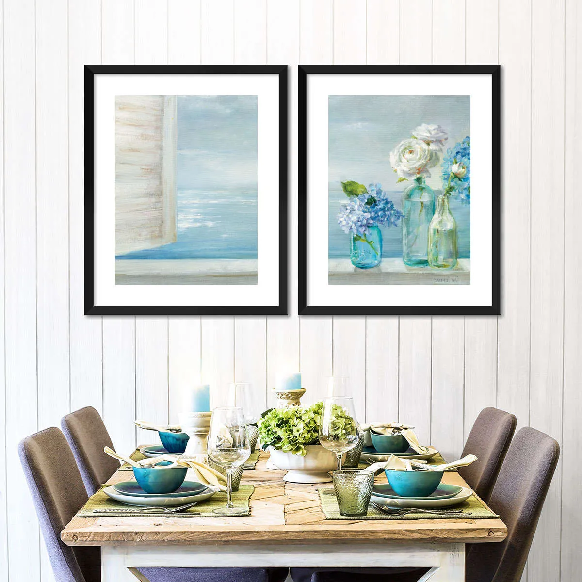 A Beautiful Day At The Beach Three Glass Bottles Wall Art