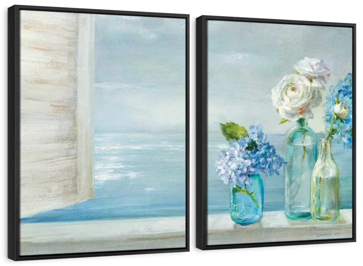 A Beautiful Day At The Beach Three Glass Bottles Wall Art