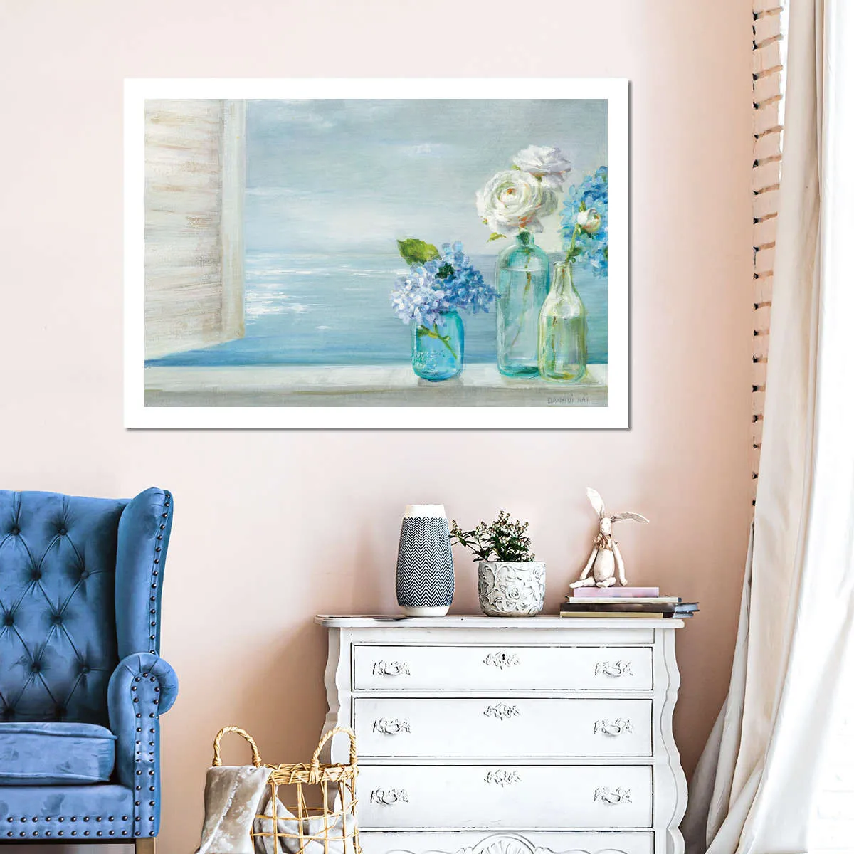 A Beautiful Day At The Beach Three Glass Bottles Wall Art