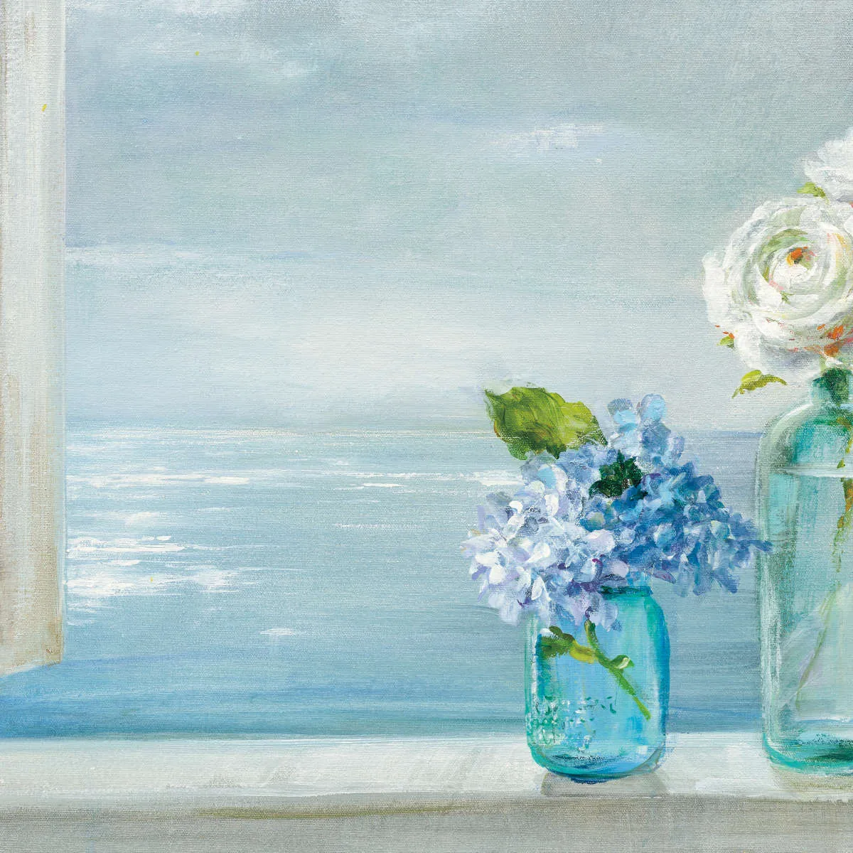 A Beautiful Day At The Beach Three Glass Bottles Wall Art