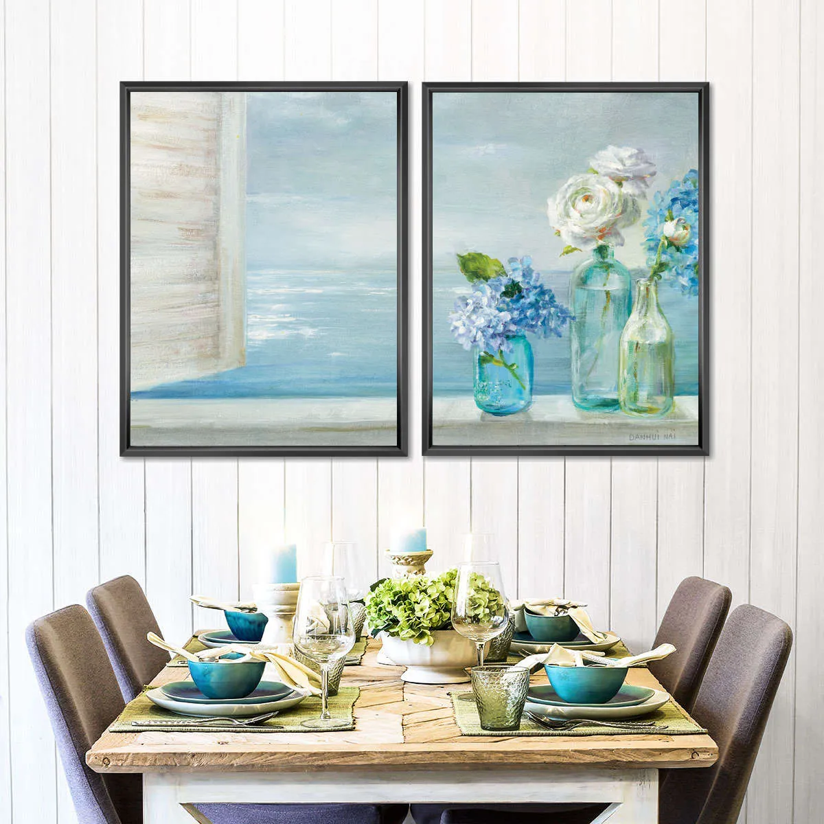 A Beautiful Day At The Beach Three Glass Bottles Wall Art