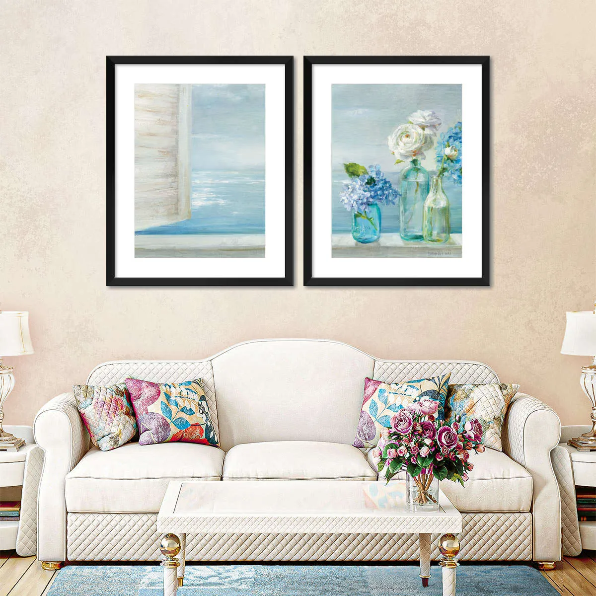 A Beautiful Day At The Beach Three Glass Bottles Wall Art