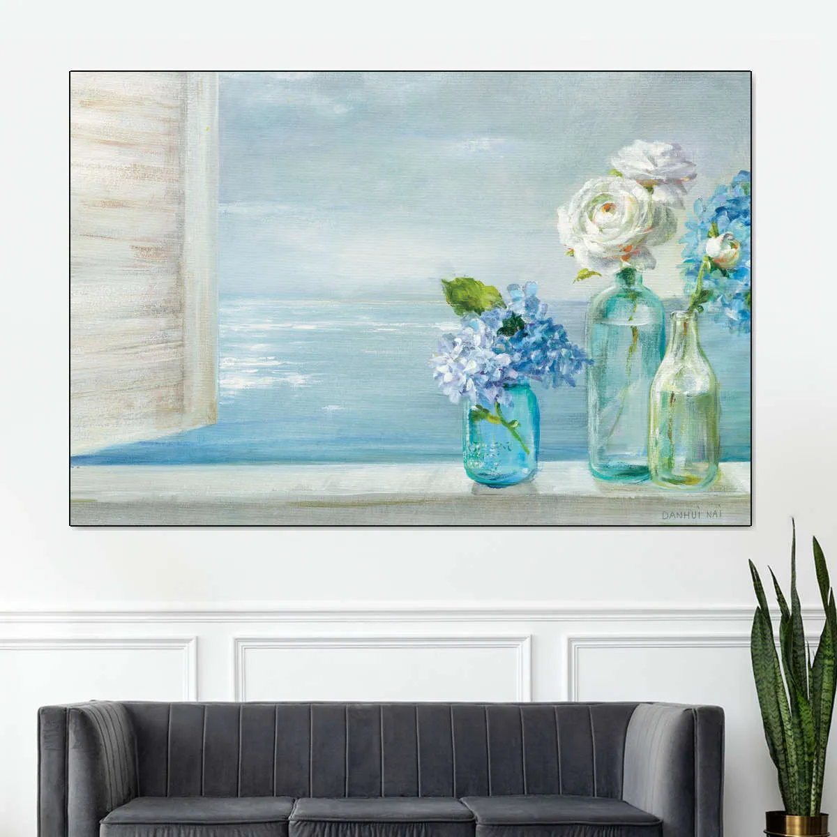 A Beautiful Day At The Beach Three Glass Bottles Wall Art