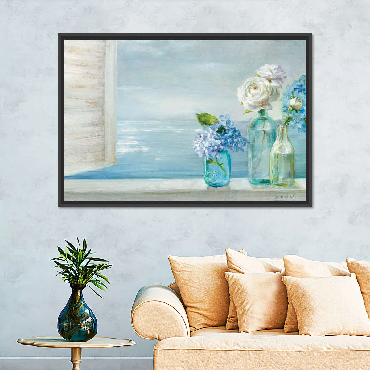 A Beautiful Day At The Beach Three Glass Bottles Wall Art