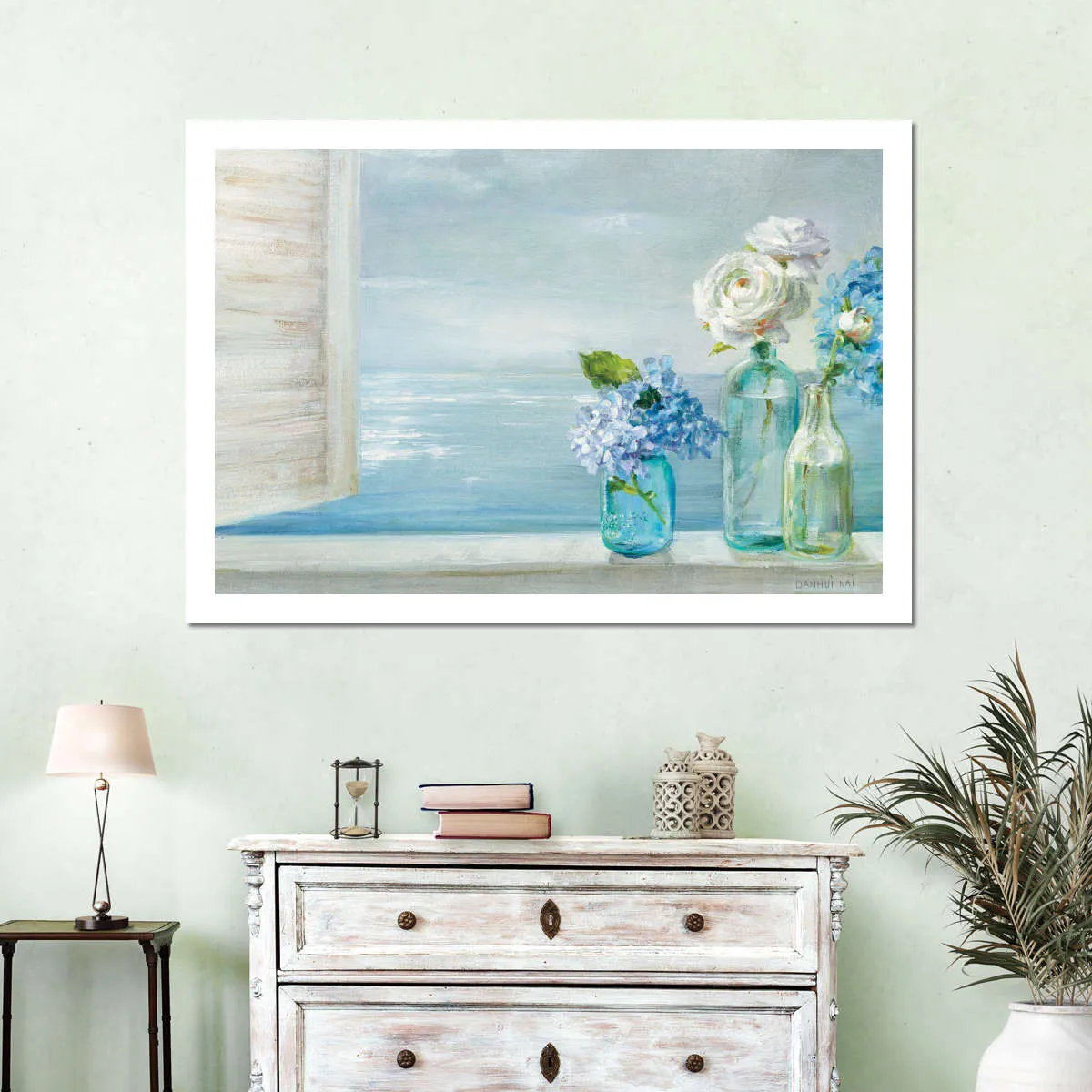 A Beautiful Day At The Beach Three Glass Bottles Wall Art