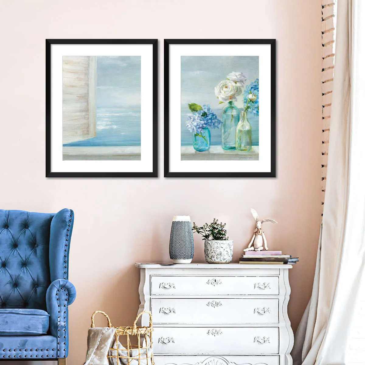 A Beautiful Day At The Beach Three Glass Bottles Wall Art
