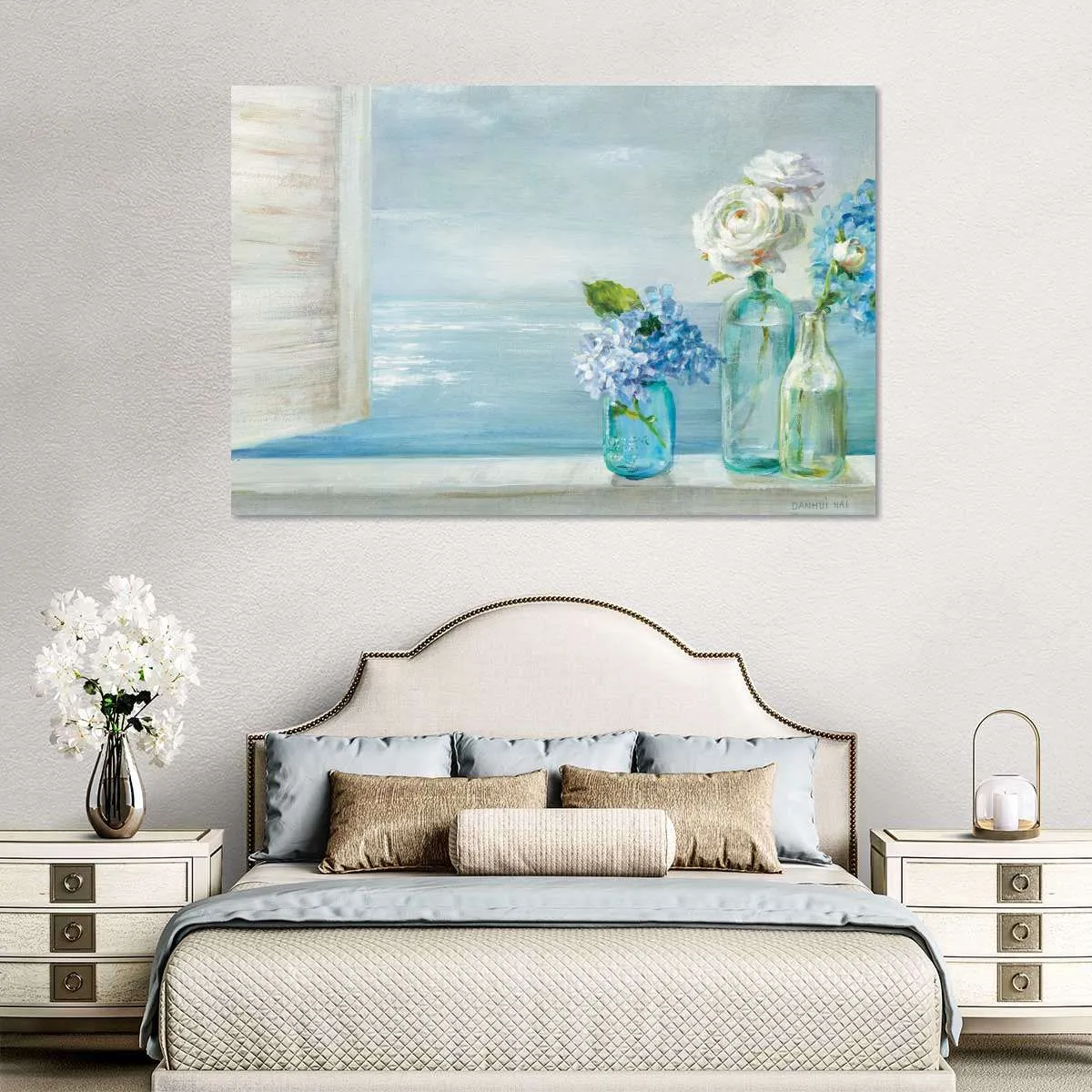 A Beautiful Day At The Beach Three Glass Bottles Wall Art
