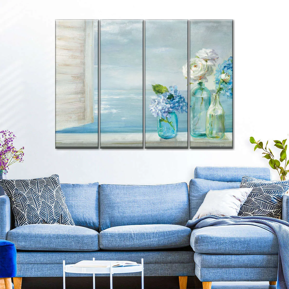 A Beautiful Day At The Beach Three Glass Bottles Wall Art