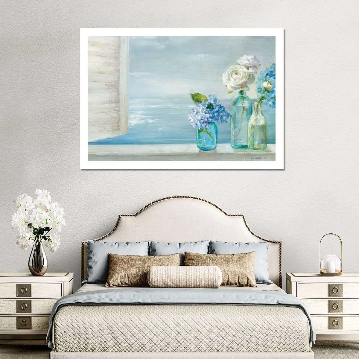 A Beautiful Day At The Beach Three Glass Bottles Wall Art